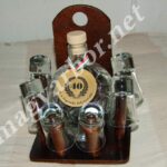 Pálinkás Készlet Focilabda Üvegpalackkal és 6 db Pálinkáspohárral