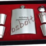 Pálinkás Készlet Flaska + 4 Fém Pohár + Tölcsér