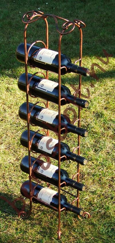 kovácsoltvas bortartó állvány 6 palackos antikolt