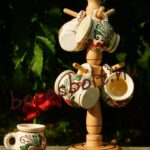 Kerámia Pálinkás Poharak Fa Tartóval