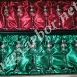 6 darabos Pálinkáspohár Készlet Címeres Ón Díszítéssel