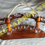 Boros Pálinkás Pohárkészlet Kötélfüles Tartóban